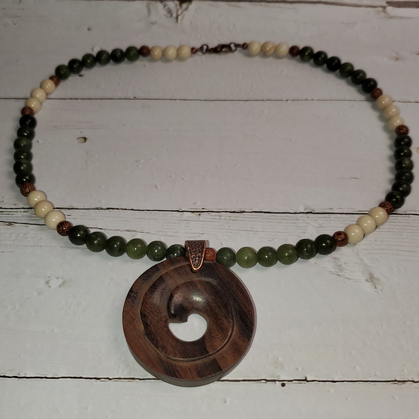 Gemstone Necklace: Jade and Fossil Jasper