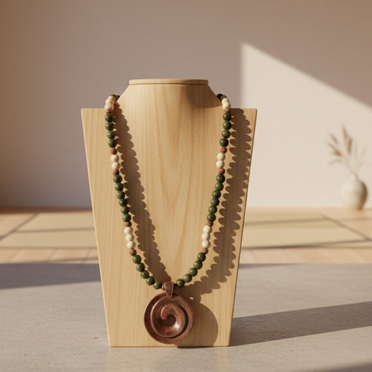 Gemstone Necklace: Jade and Fossil Jasper