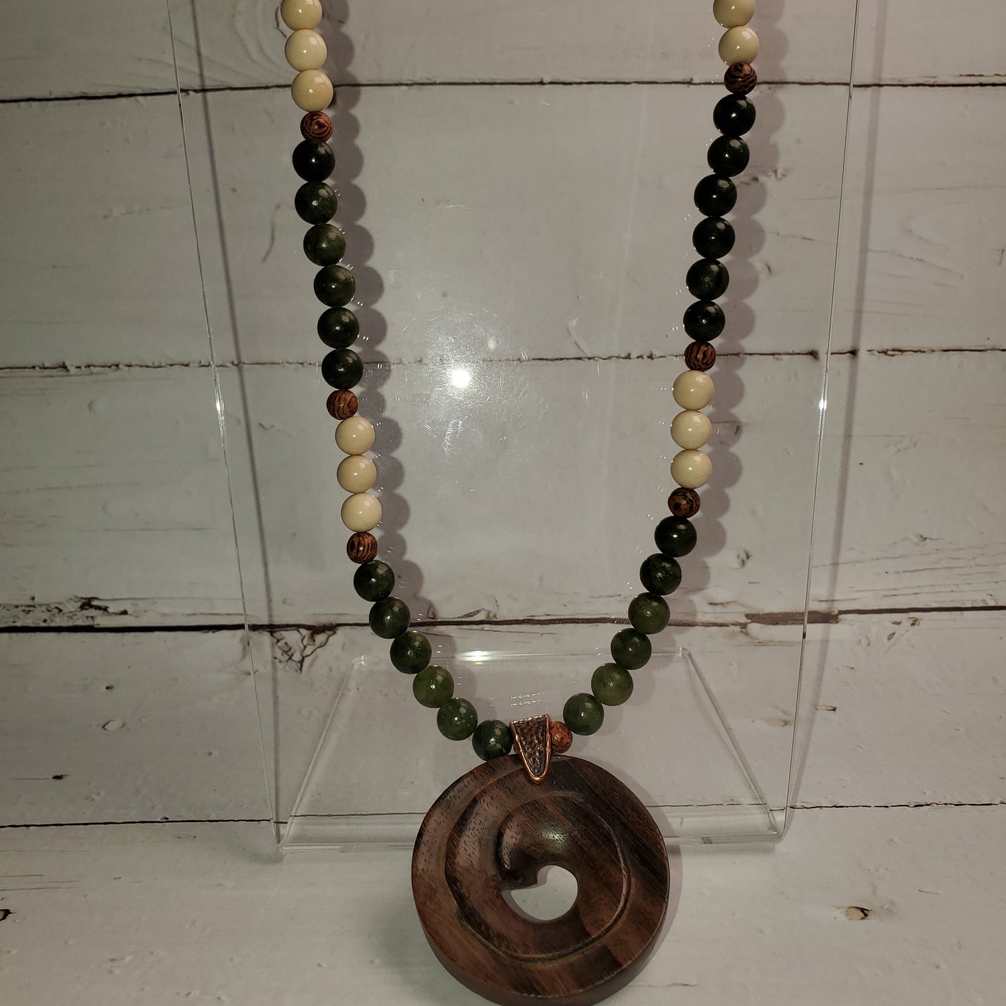 Gemstone Necklace: Jade and Fossil Jasper