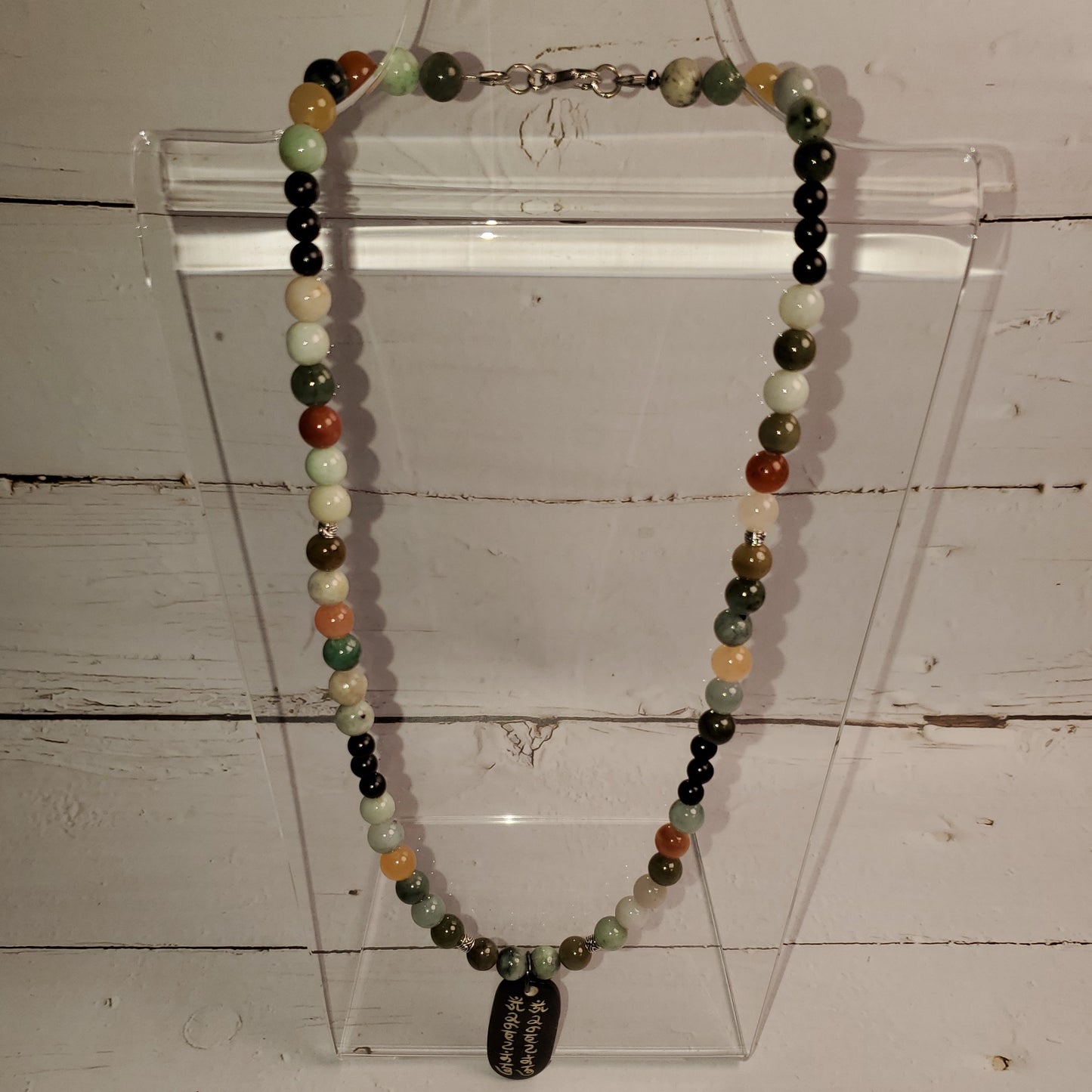 Gemstone Necklace: Burmese Jade with Tibetan Pendant