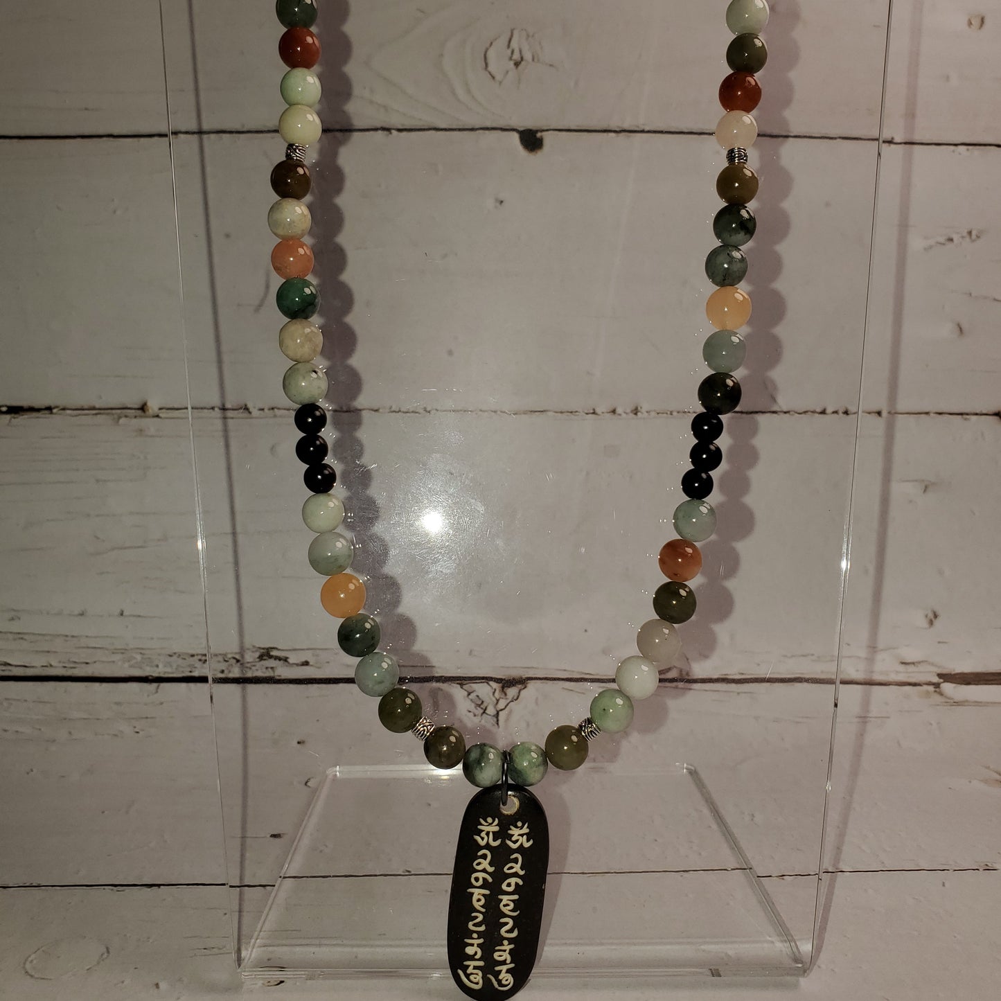 Gemstone Necklace: Burmese Jade with Tibetan Pendant