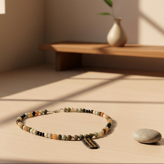Gemstone Necklace: Burmese Jade with Tibetan Pendant