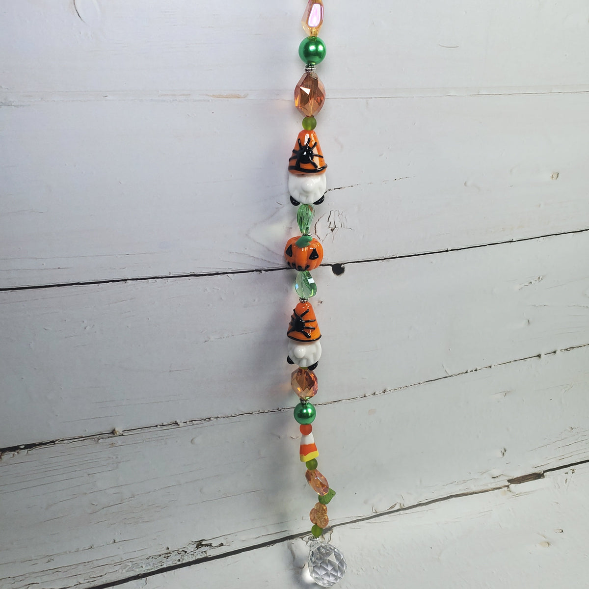 Jack O’Lantern & Halloween Gnome Crystal Suncatcher – Whimsical Window Prism Décor