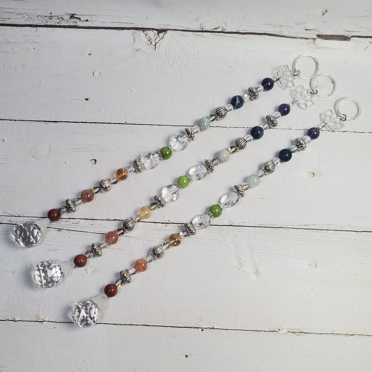 Seven Chakra Intention Crystal Suncatcher – Rainbow Prism & Lotus Window Décor