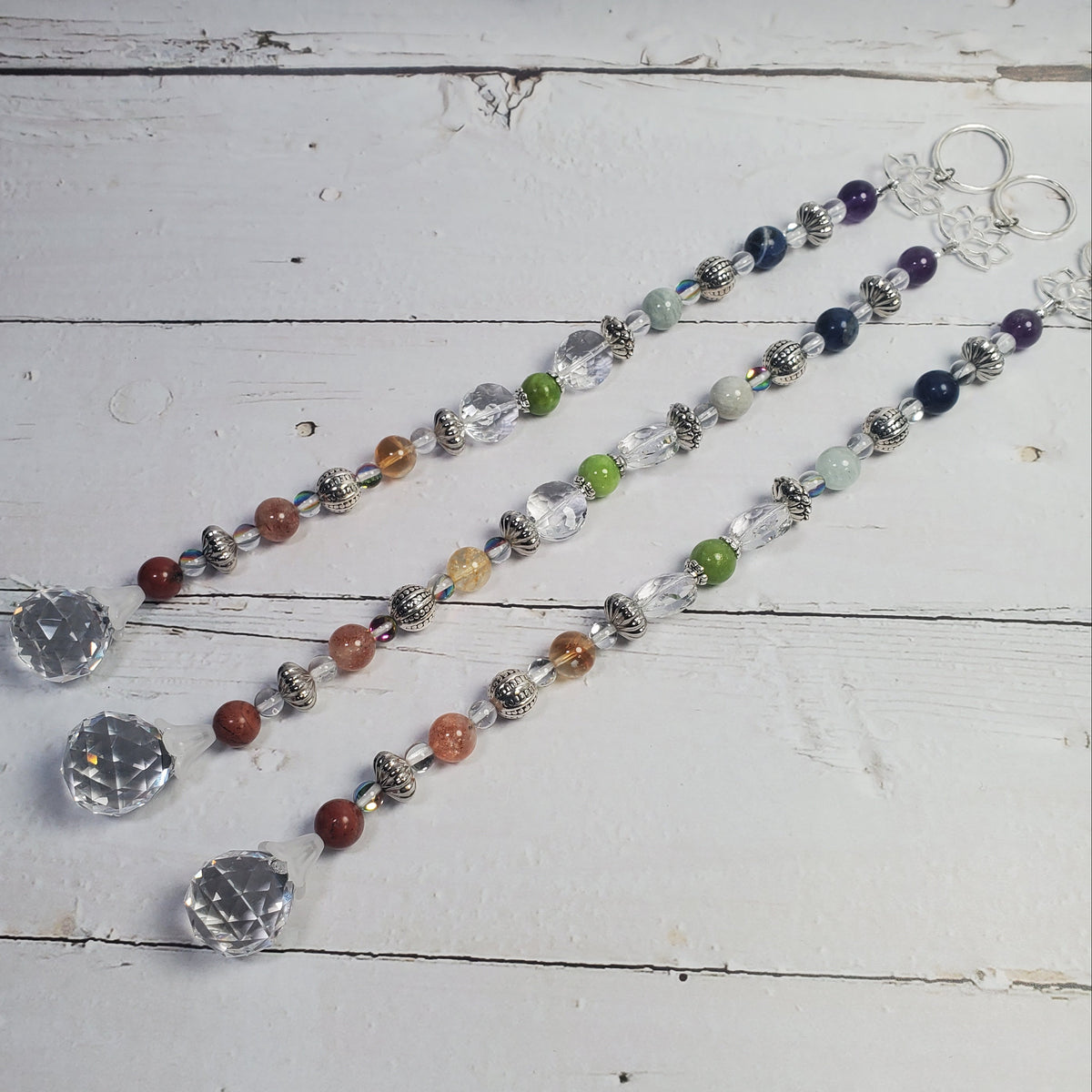 Seven Chakra Intention Crystal Suncatcher – Rainbow Prism & Lotus Window Décor