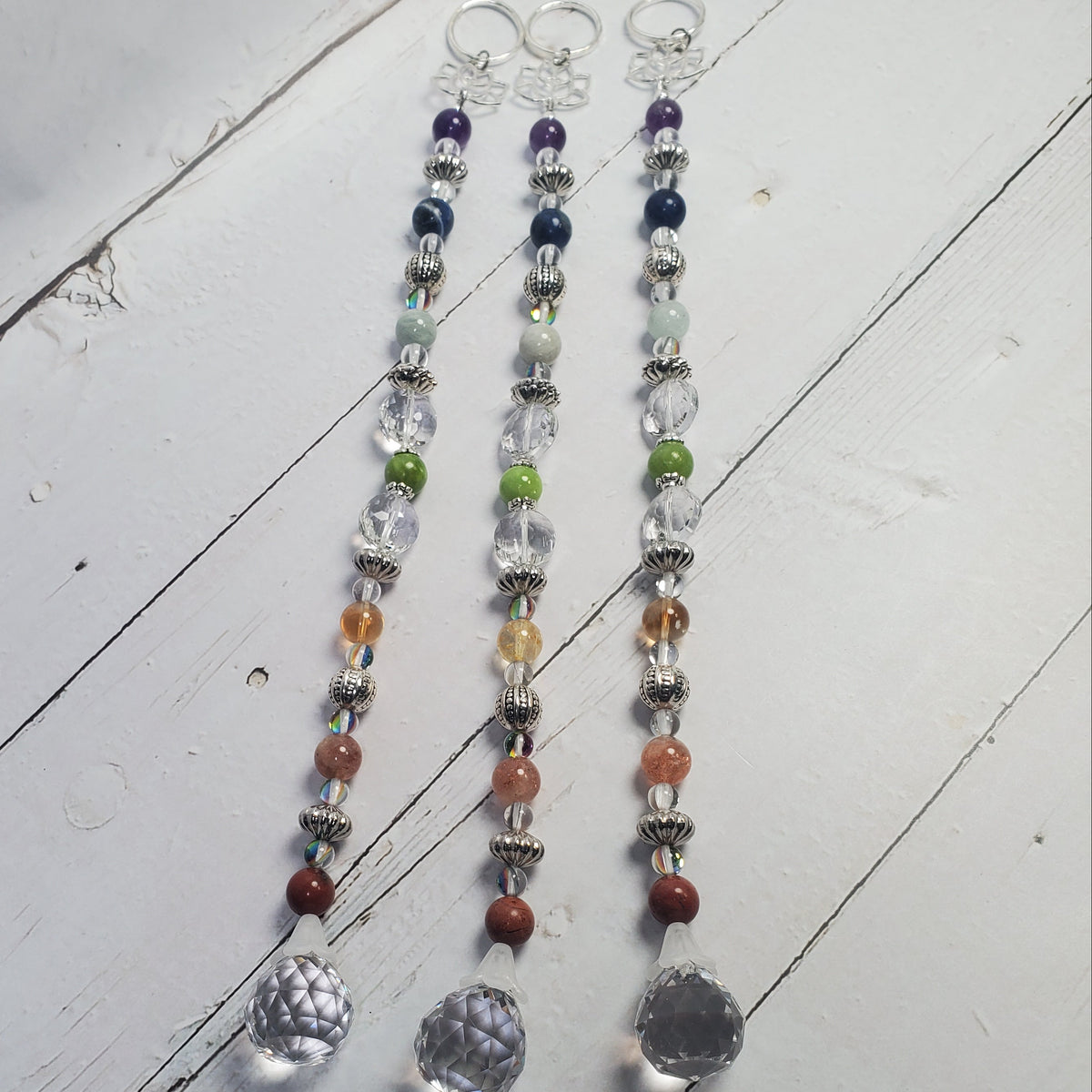 Seven Chakra Intention Crystal Suncatcher – Rainbow Prism & Lotus Window Décor