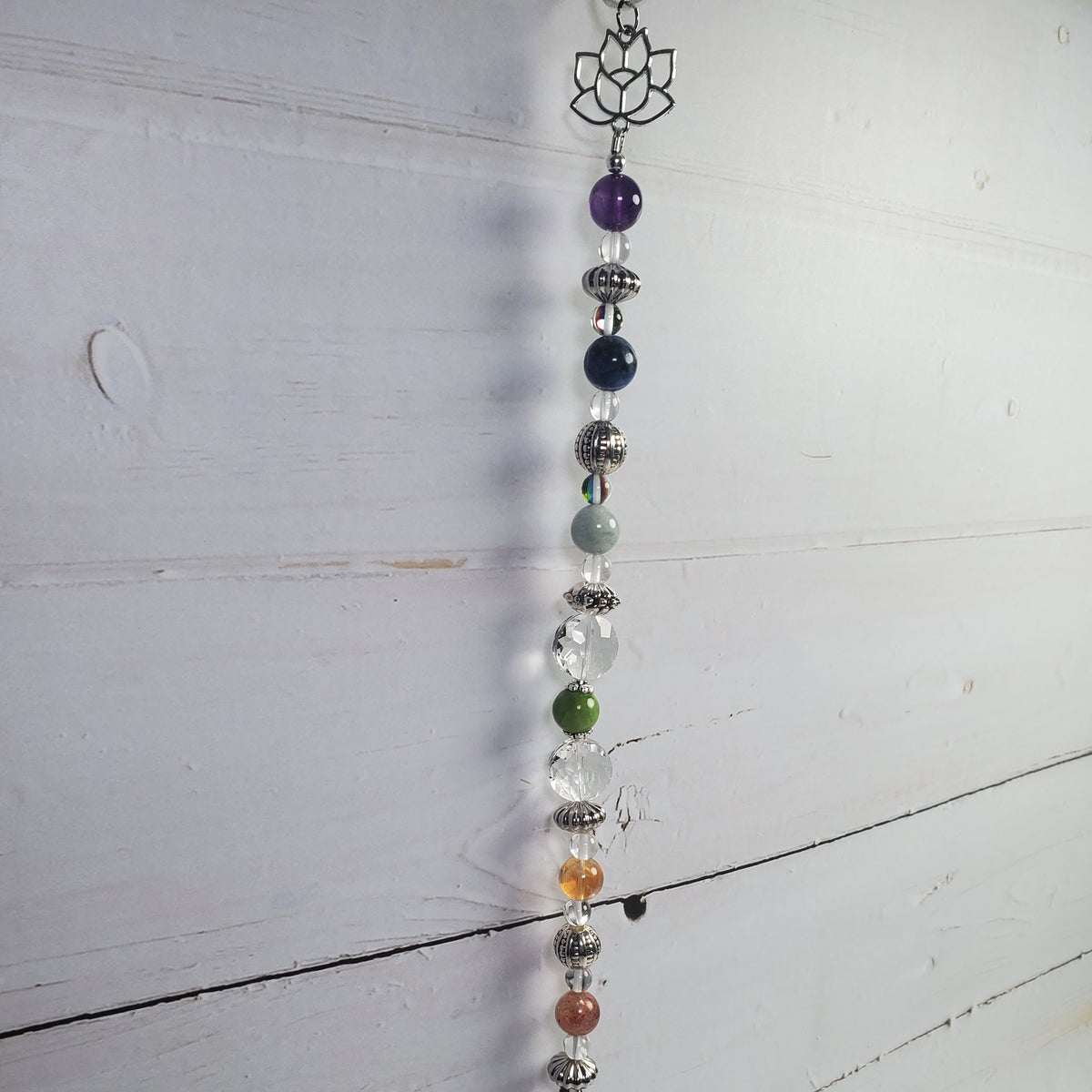 Seven Chakra Intention Crystal Suncatcher – Rainbow Prism & Lotus Window Décor