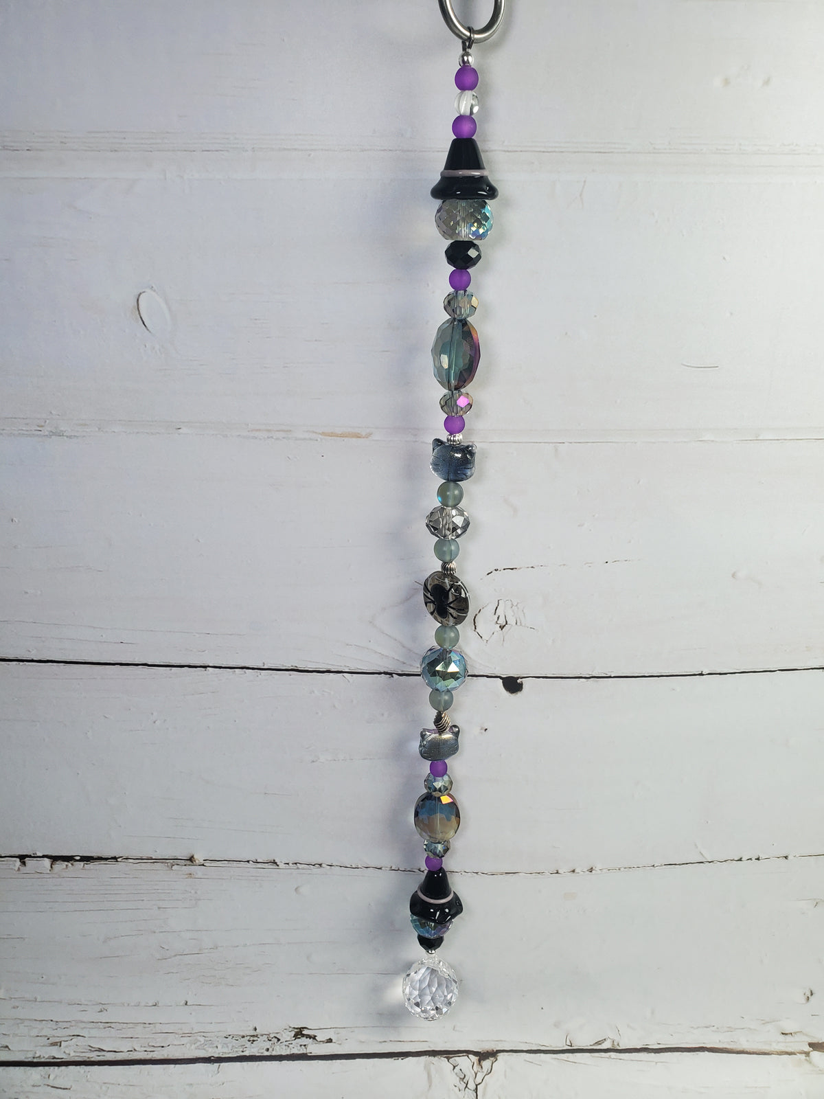 Witch’s Hat & Black Cat Crystal Suncatcher – Halloween Rainbow Window Décor