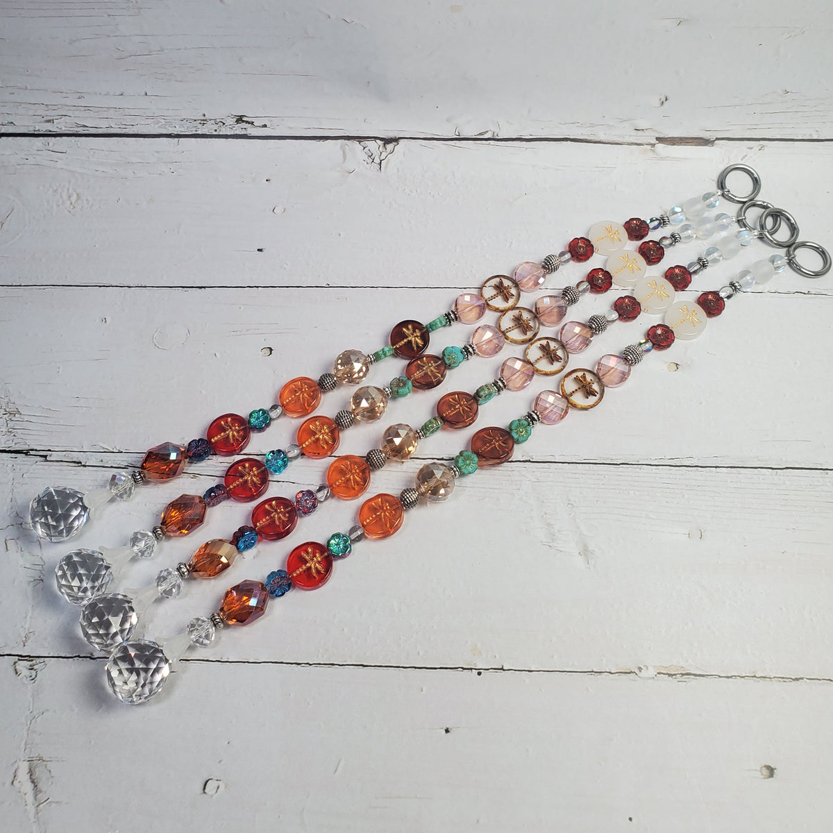 Autumn Dragonfly Crystal Suncatcher – Red, Orange & Amber Window Décor