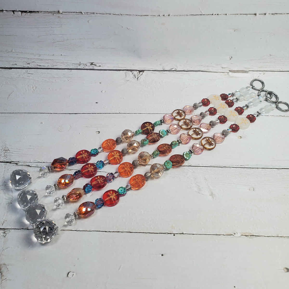 Autumn Dragonfly Crystal Suncatcher – Red, Orange & Amber Window Décor