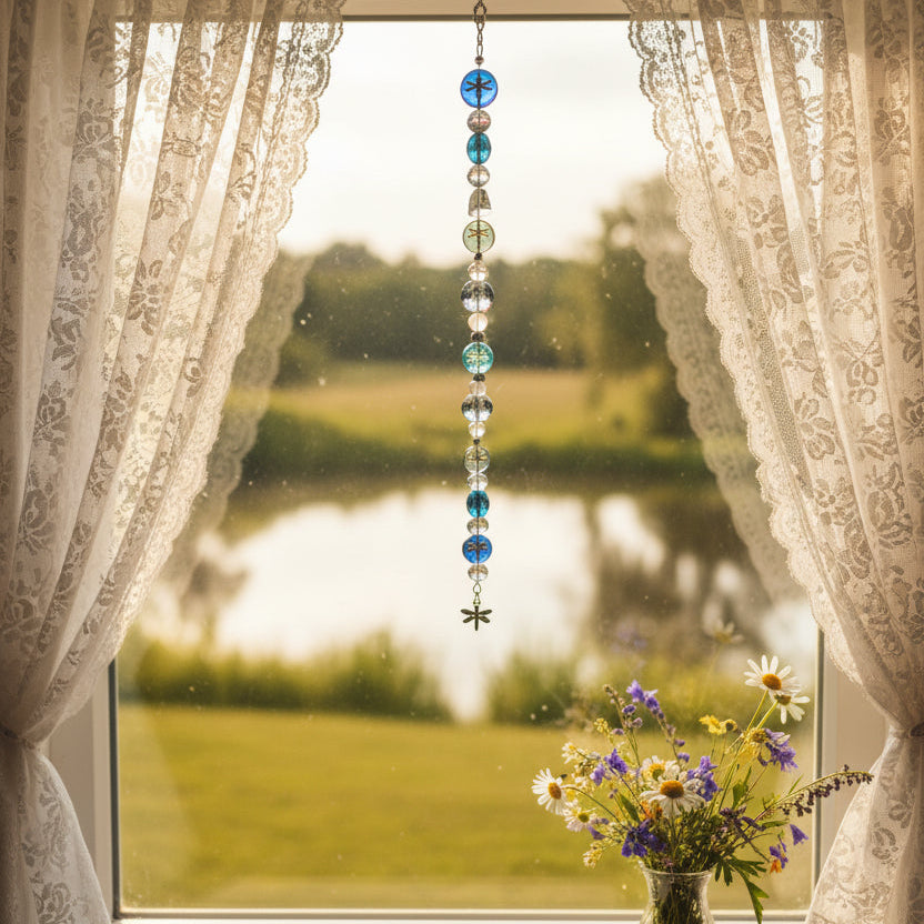 Blue Dragonfly Crystal Suncatcher – Serene Rainbow Window Décor