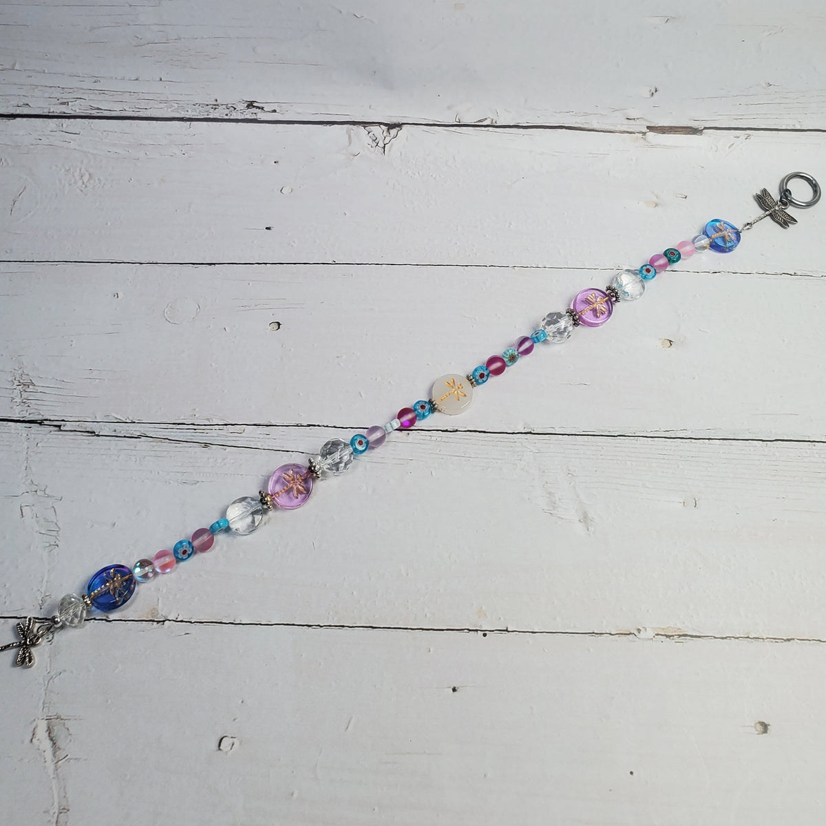 Pink & Purple Dragonfly Crystal Suncatcher – Floral Rainbow Window Décor