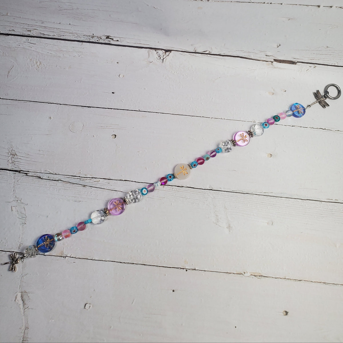 Pink & Purple Dragonfly Crystal Suncatcher – Floral Rainbow Window Décor