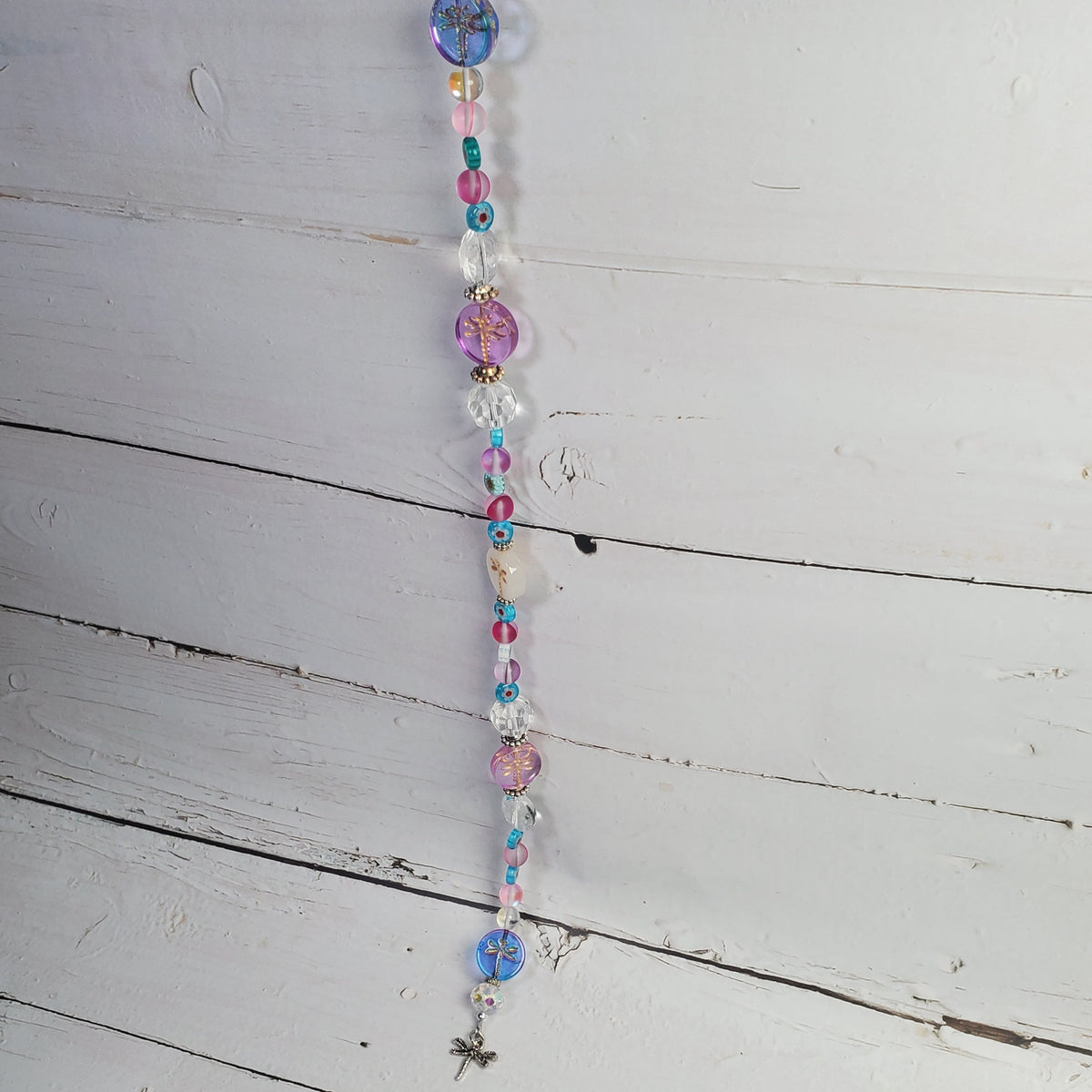 Pink & Purple Dragonfly Crystal Suncatcher – Floral Rainbow Window Décor