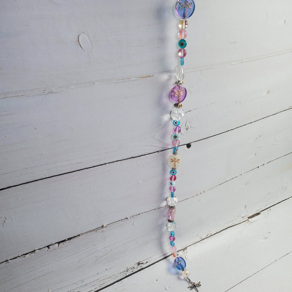 Pink & Purple Dragonfly Crystal Suncatcher – Floral Rainbow Window Décor