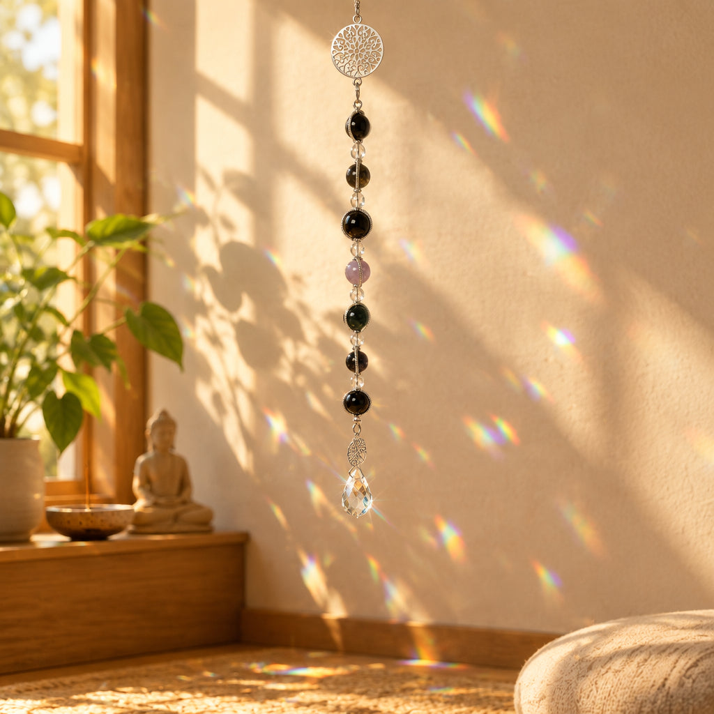 Centered Through Change Intention Wall Hanger – Mandala & Gemstone Spiritual Décor