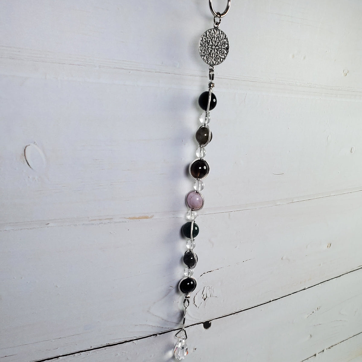 Centered Through Change Intention Wall Hanger – Mandala & Gemstone Spiritual Décor