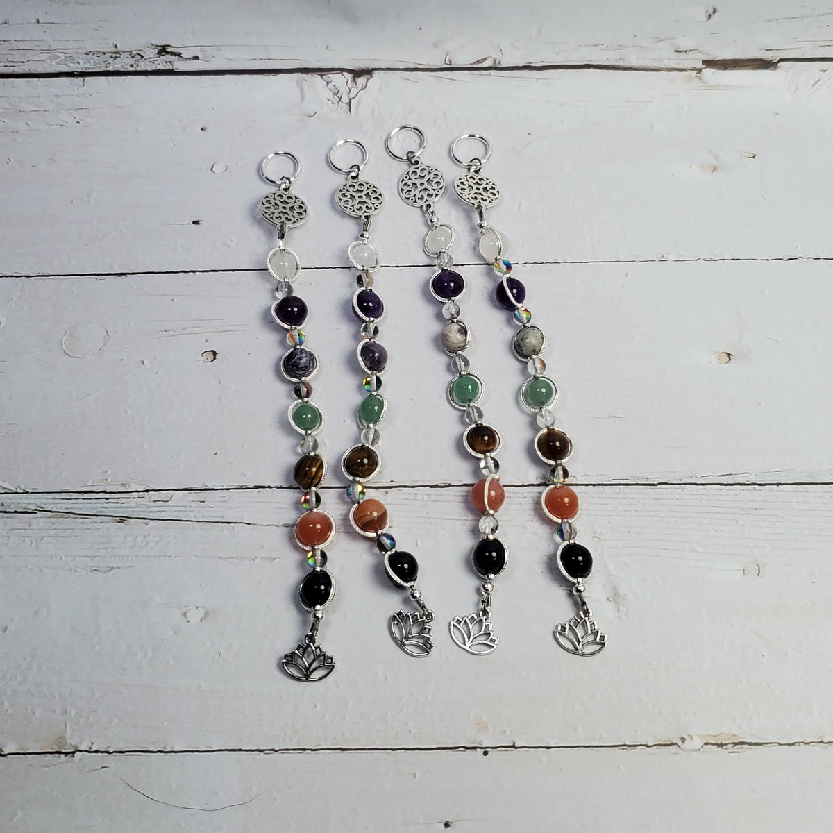 Peace & Calming Intention Wall Hanger – Lotus & Gemstone Spiritual Décor