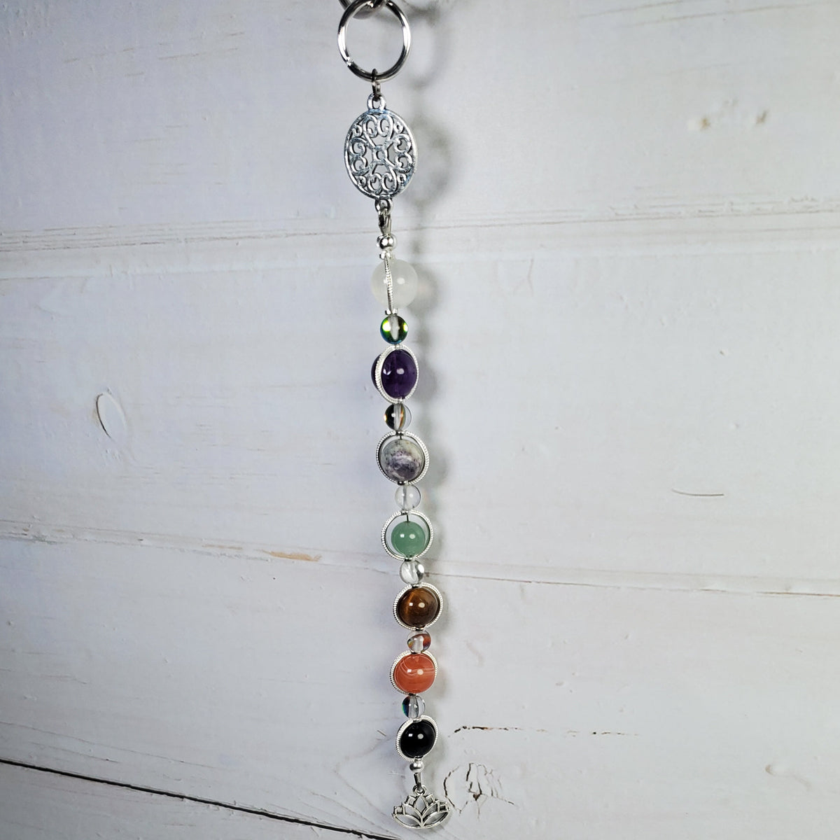 Peace & Calming Intention Wall Hanger – Lotus & Gemstone Spiritual Décor