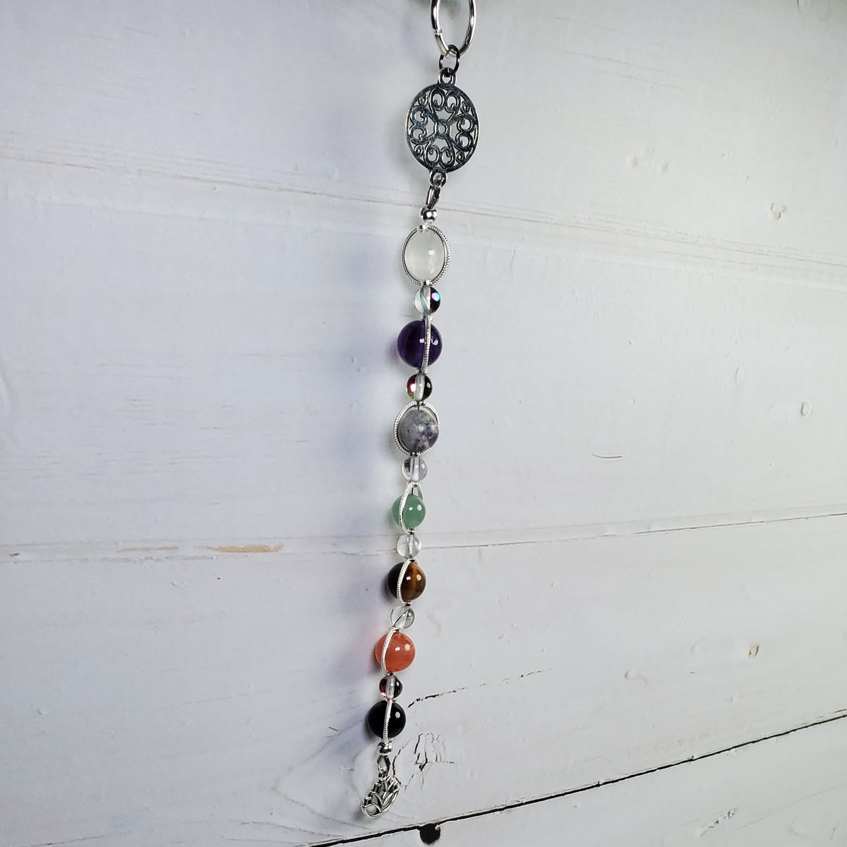 Peace & Calming Intention Wall Hanger – Lotus & Gemstone Spiritual Décor
