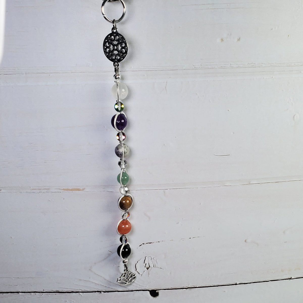Peace & Calming Intention Wall Hanger – Lotus & Gemstone Spiritual Décor