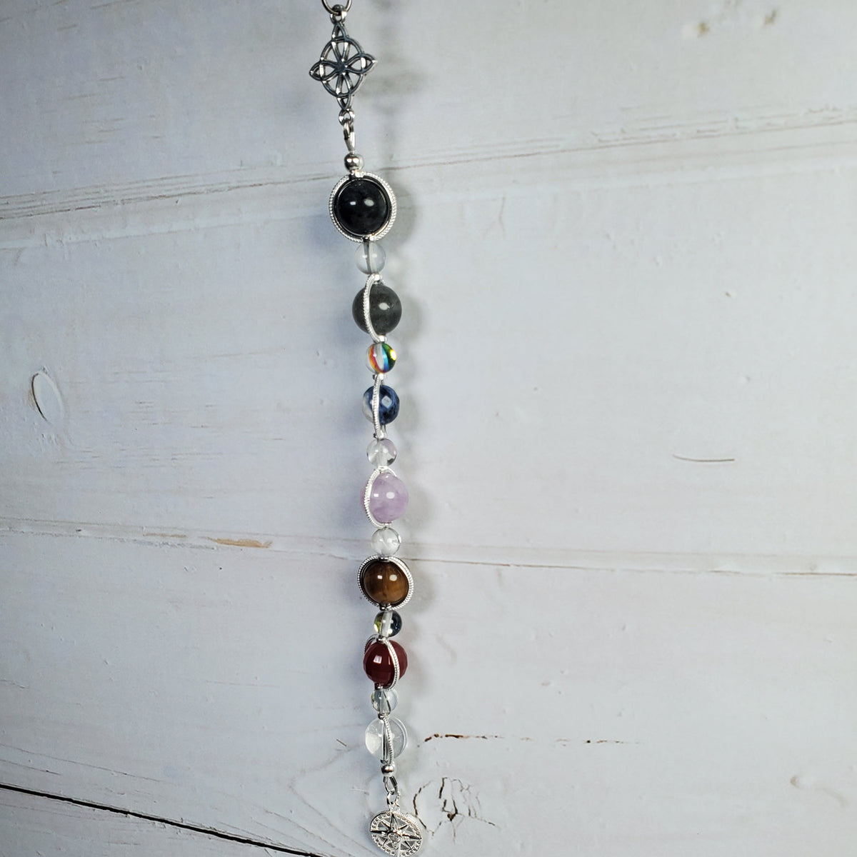 Find Your Path Intention Wall Hanger – Compass & Gemstone Spiritual Décor