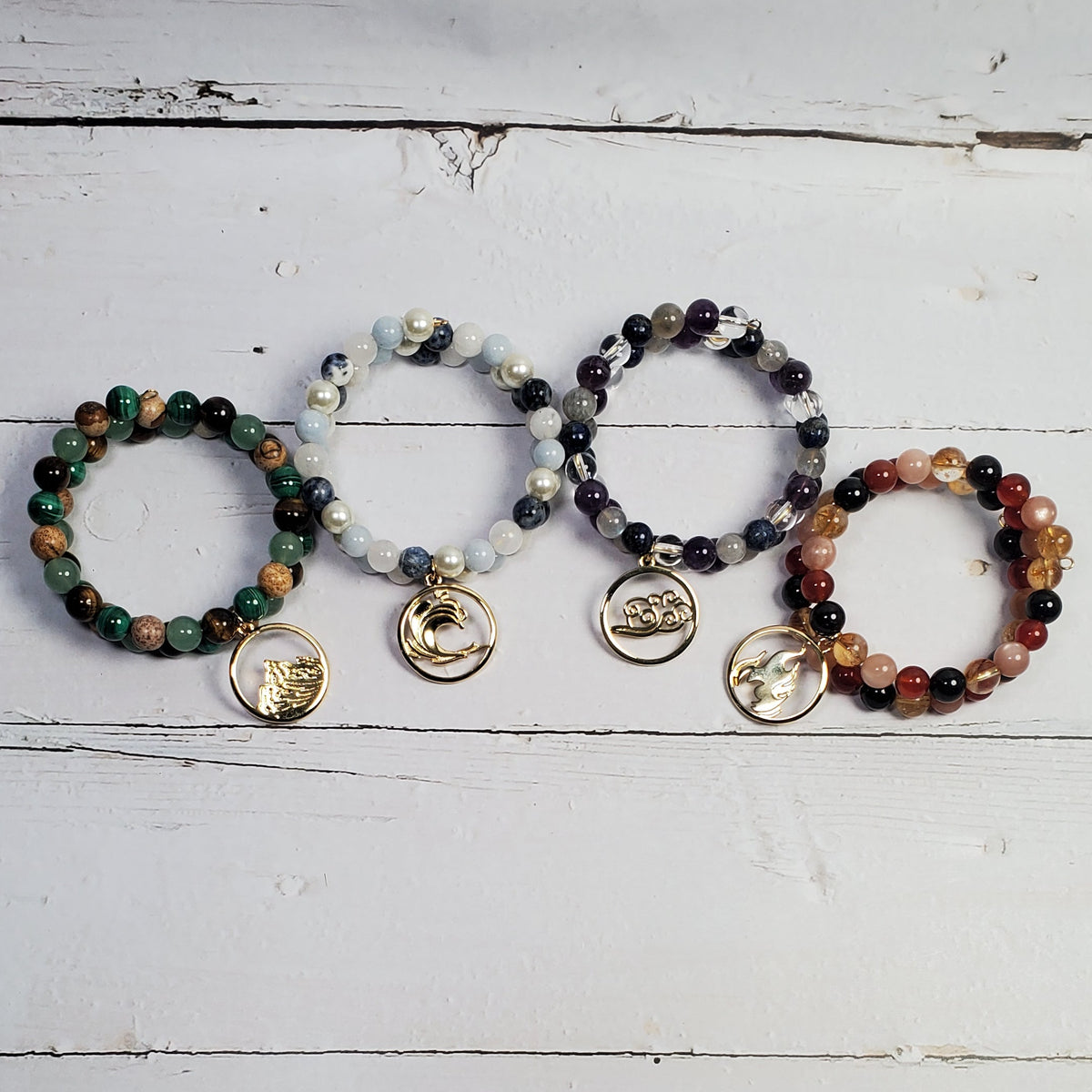 Four Elements Intention Gemstone Bracelet – Earth, Water, Air & Fire