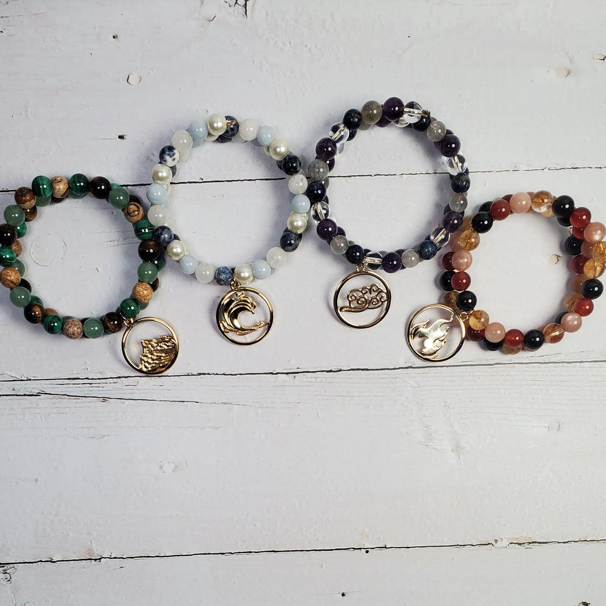 Four Elements Intention Gemstone Bracelet – Earth, Water, Air & Fire