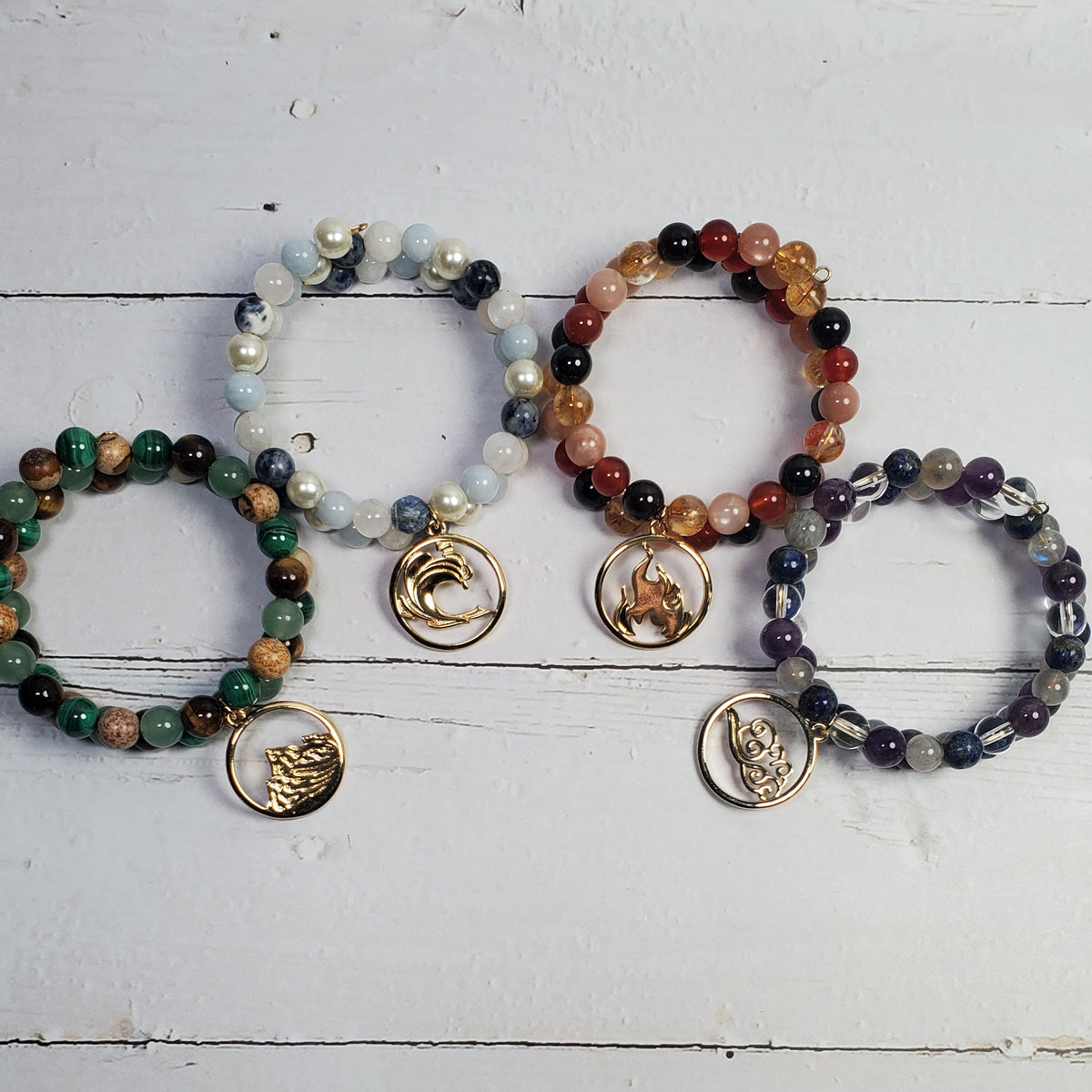 Four Elements Intention Gemstone Bracelet – Earth, Water, Air & Fire
