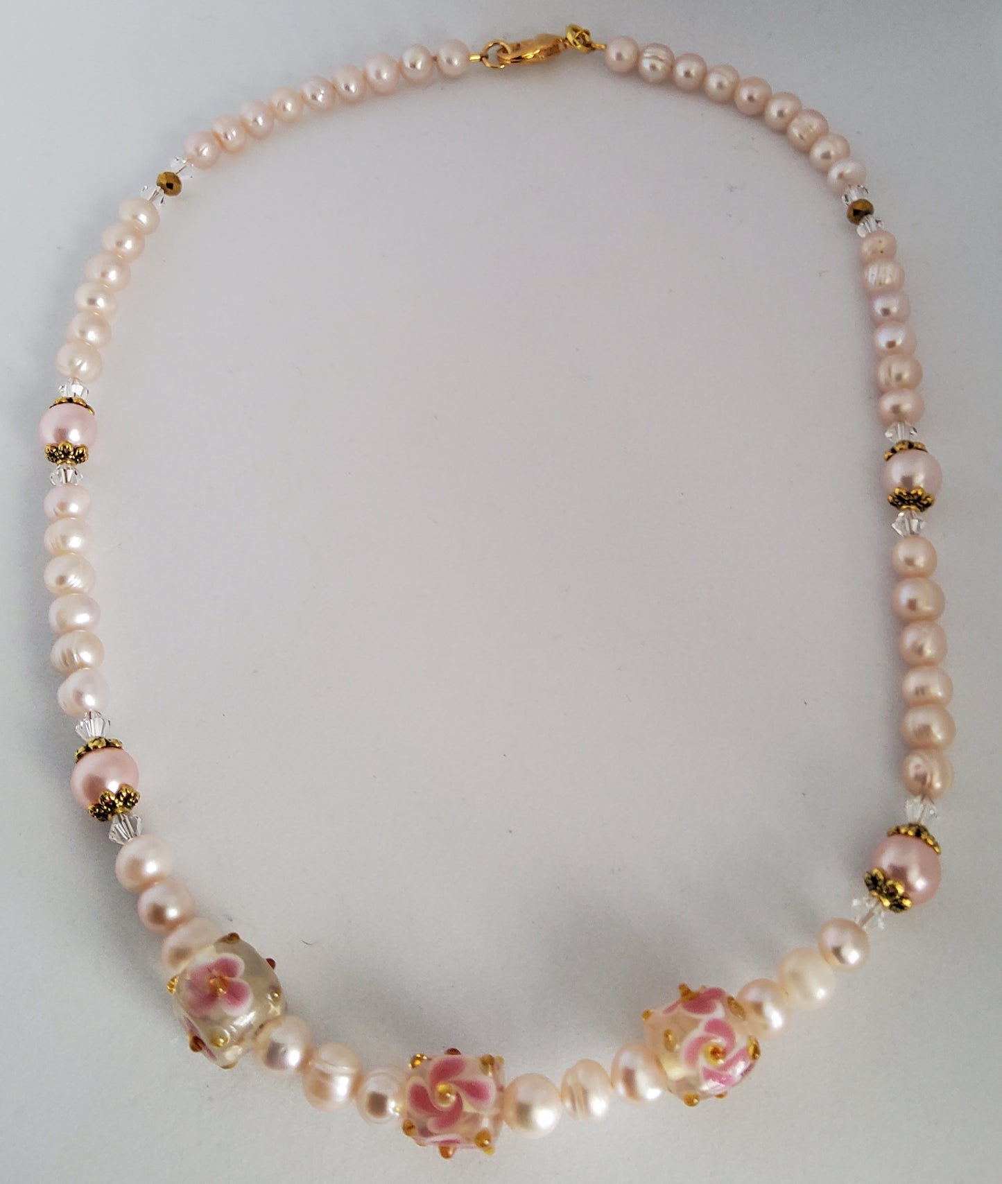 Pink Pearl Lampwork Necklace