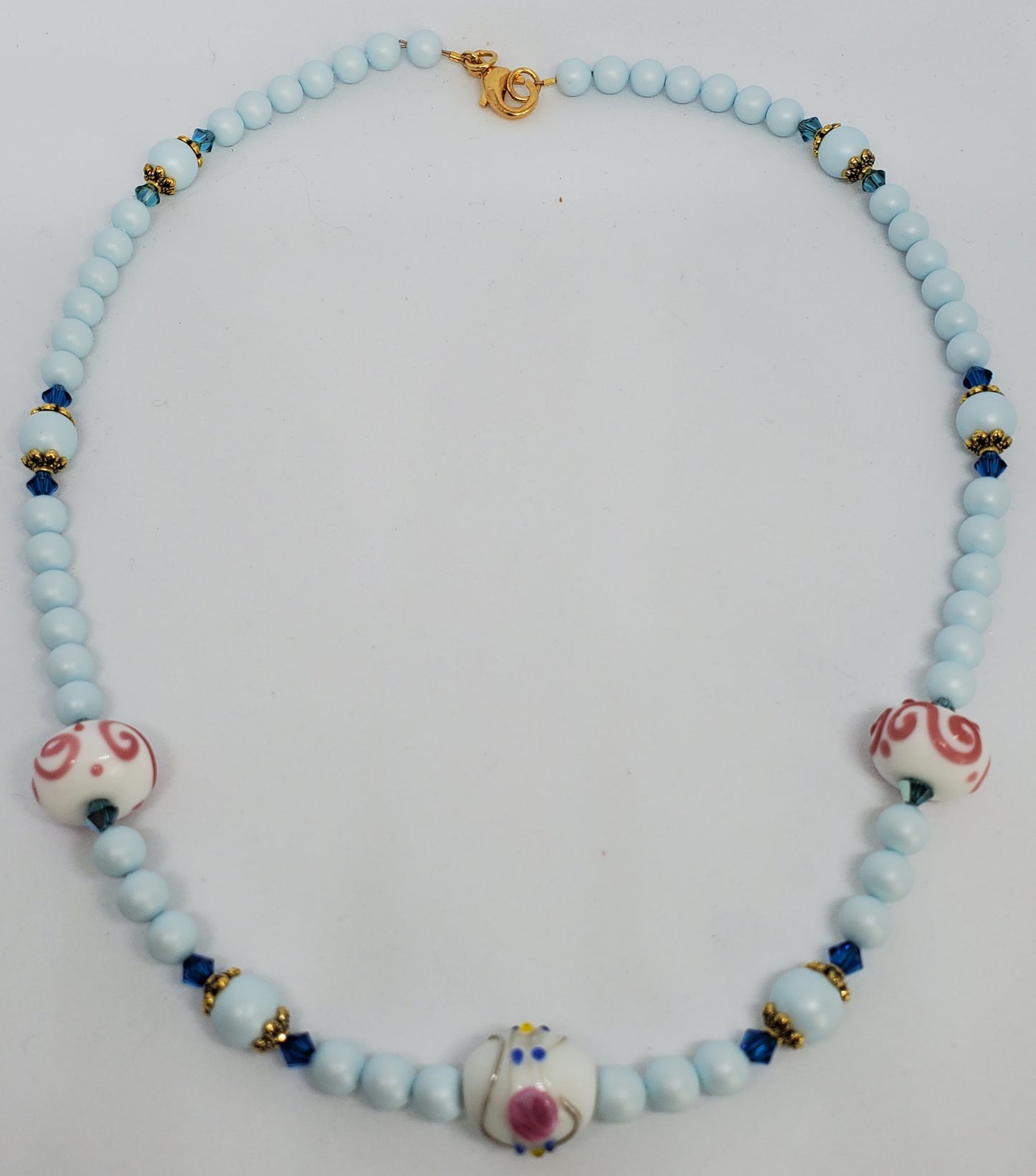 Blue Pearl Lampwork Necklace