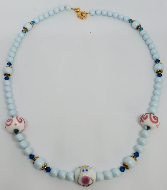 Blue Pearl Lampwork Necklace