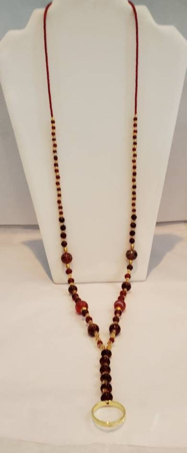 Red and Gold Lanyard Necklace