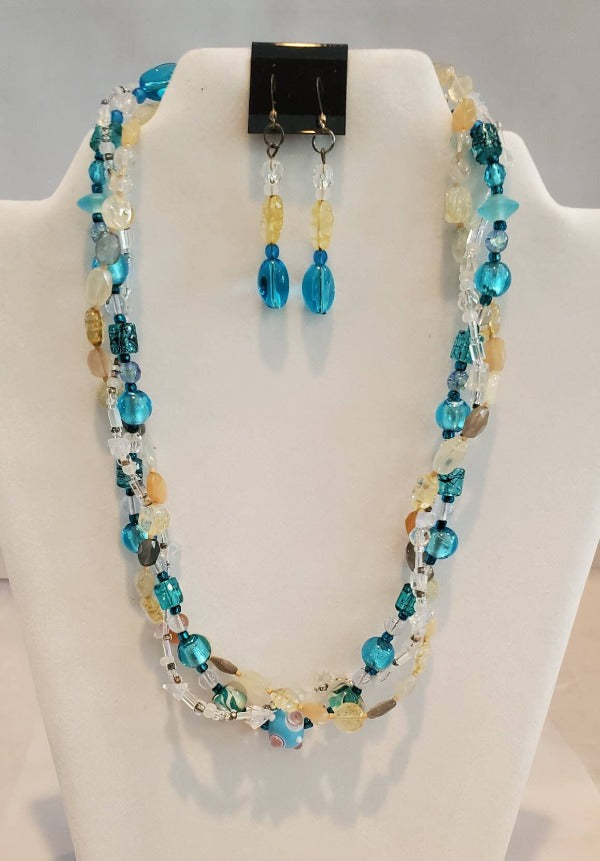 Sand Sea and Sky necklace and earring set