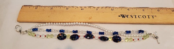 Blue Floral 3-strand bracelet