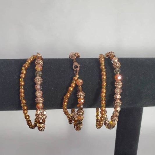 Copper Crystal Multi-strand bracelet