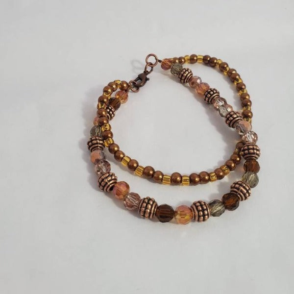 Copper Crystal Multi-strand bracelet