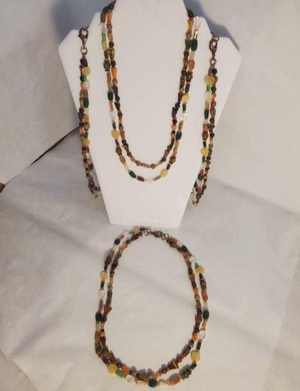 Double-strand Fall colors necklace
