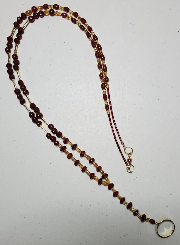 Red and Gold Lanyard Necklace
