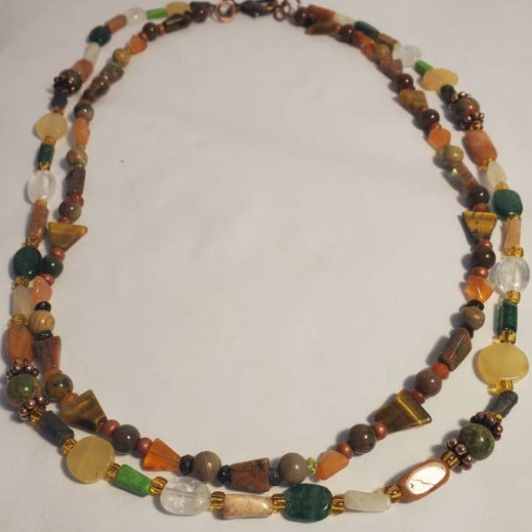 Double-strand Fall colors necklace