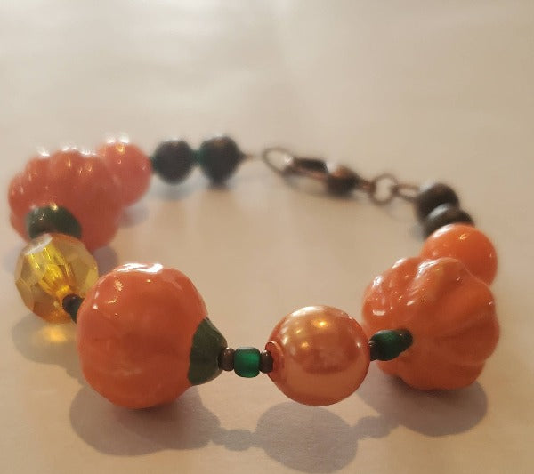 Glass Pumpkin Bracelet