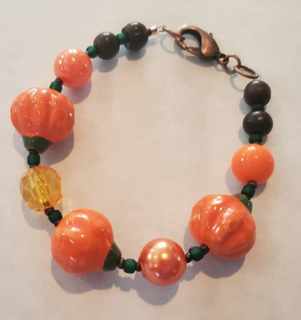 Glass Pumpkin Bracelet