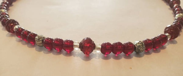 Garnet Rose Choker Necklace - 16 inch length
