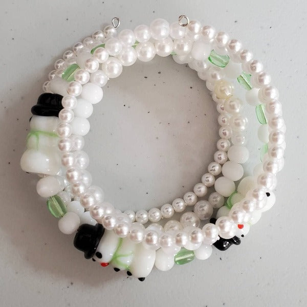 Snowman Pearl Cuff Bracelet