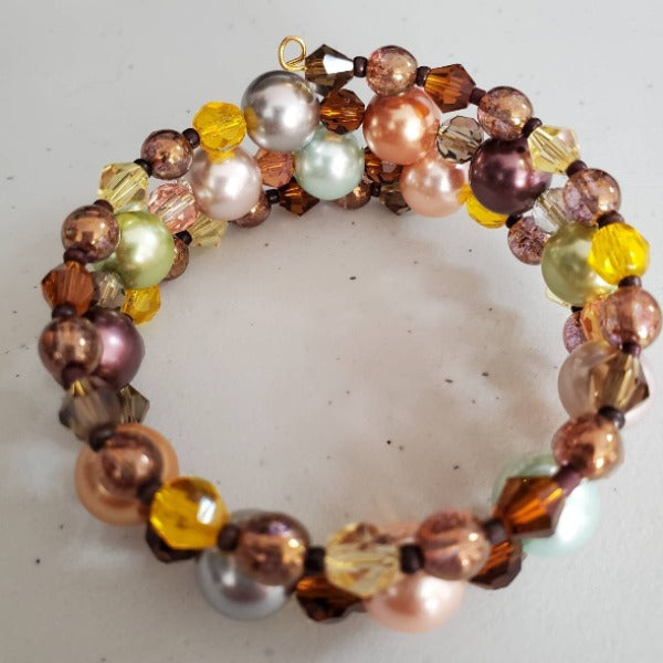 Fall Pearl and Crystal Cuff Bracelet
