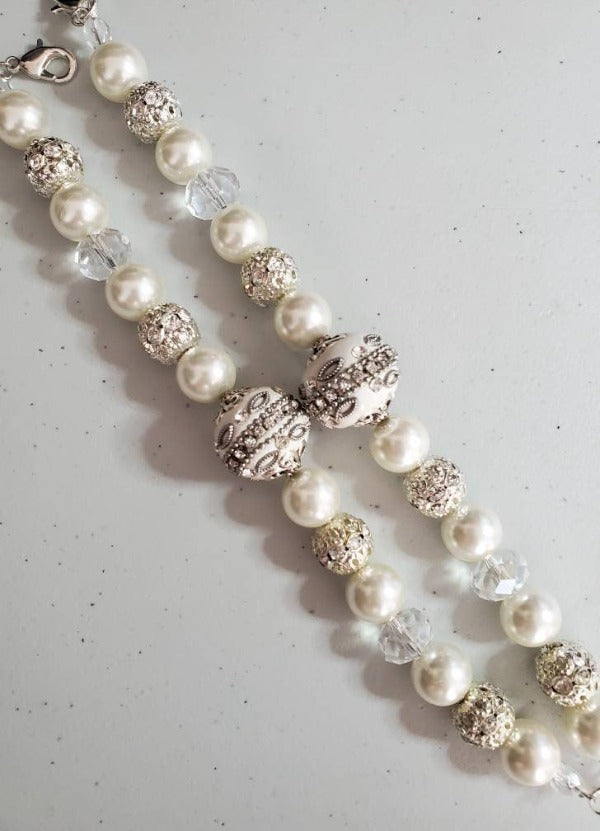 White Pearl and Crystal Bracelet