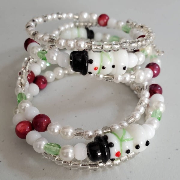 Snowman Crystal Cuff Bracelet