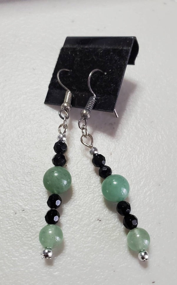 Jade & Snowflake Obsidian Quartz Necklace and Earrings