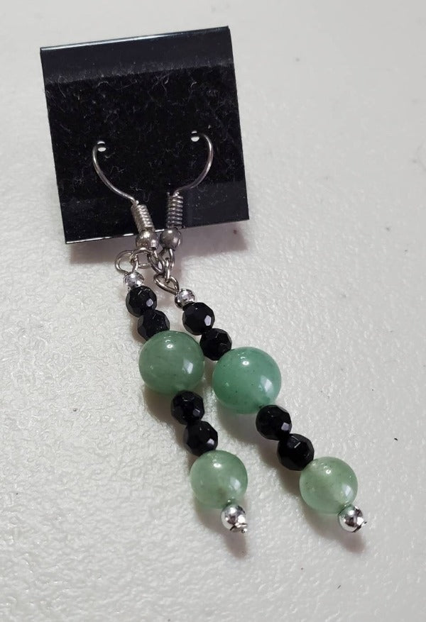 Jade & Snowflake Obsidian Quartz Necklace and Earrings