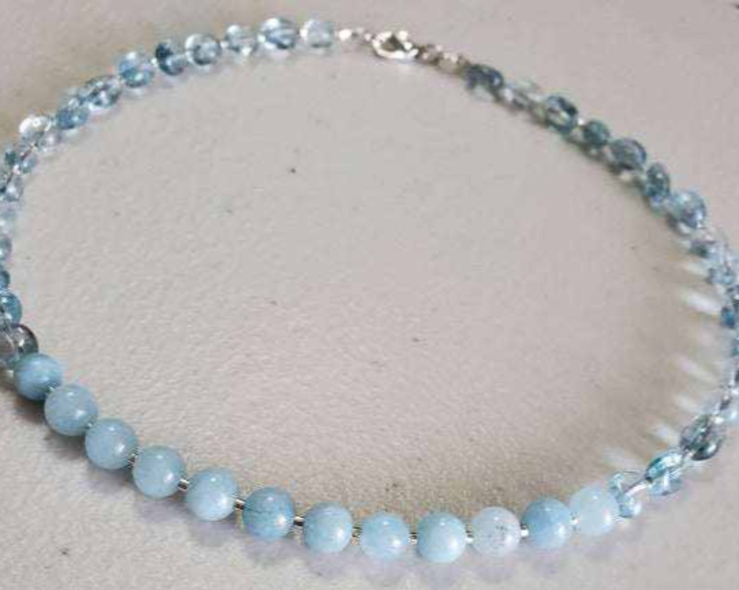 Gemstone Necklace: Aquamarine and Crystal Choker 14